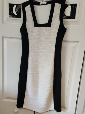 Calvin Klein Black and White Midi Dress